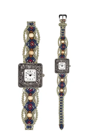 104A - Wide with Antique Style Square Marcasite Watch