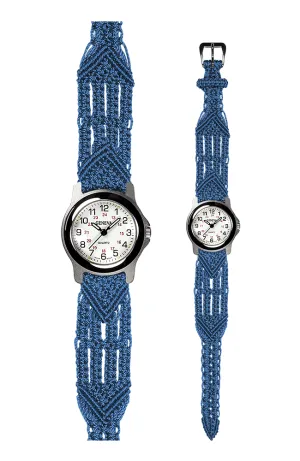 106 Blue - Wide with Round Silver Sport Watch