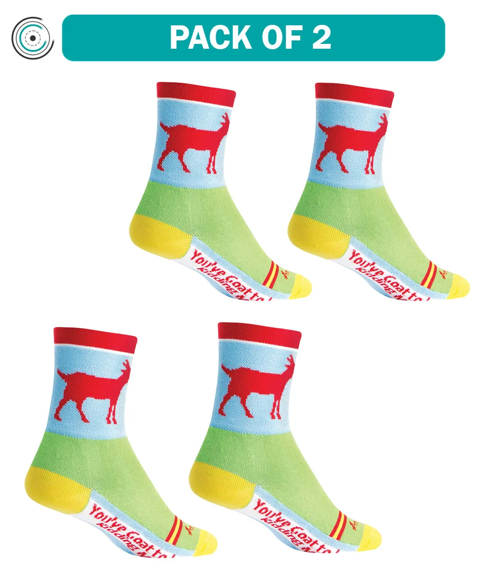 2 Pack SockGuy Classic Goat Socks 4 inch Red Blue Green Large X-Large Synthetic