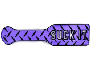 3D Printed Spanking Paddle SUCK IT Purple and Black