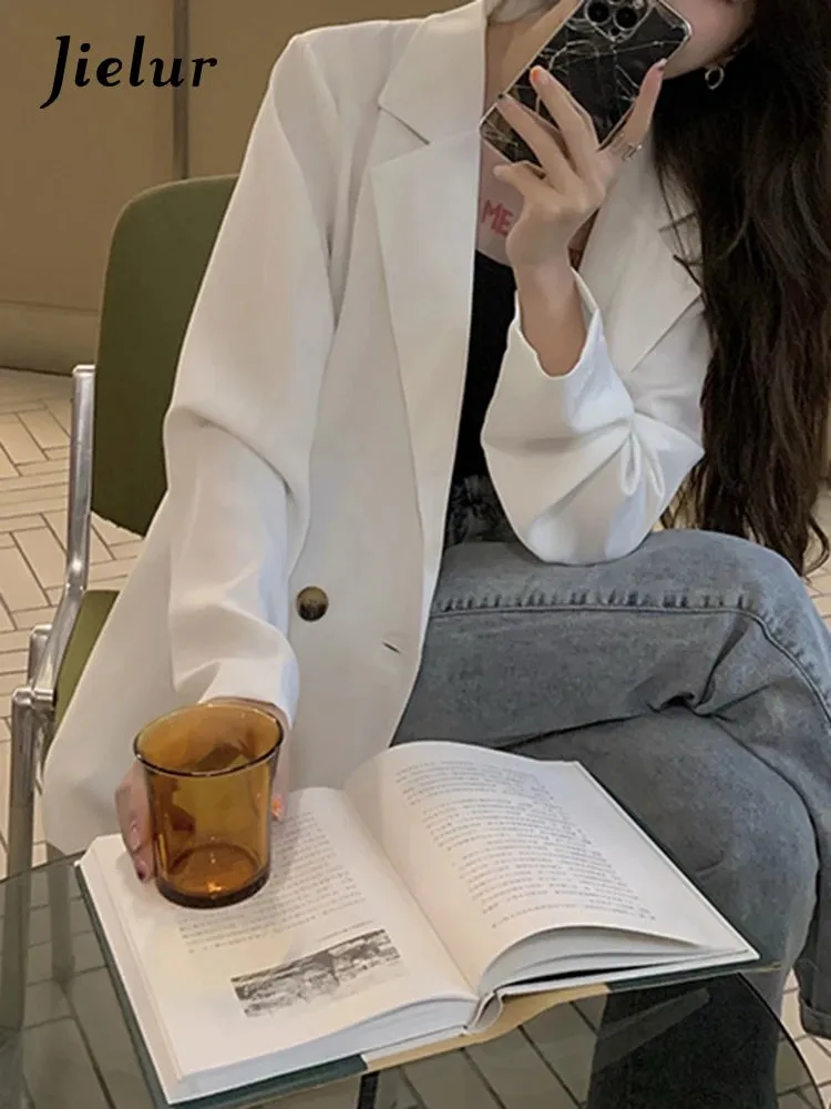 Autumn Fashion Casual Women Blazers Korean Suit Jacket Female Loose Elegant Office Lady Black White Coat Female M-XXL