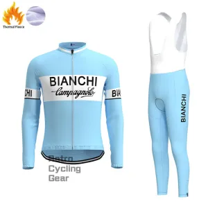 Bianchi Blue Fleece Retro Cycling Kits