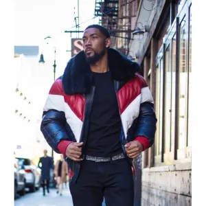 Buy Best V Bomber Leather Jacket - Multi Color Red / White And Blue