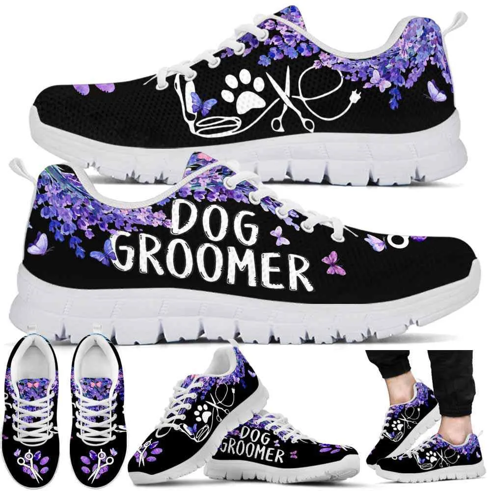 Dog Groomer Sneaker, Dog Groomer Lavender Flower Love Sneakers Shoes, Best Running Shoes, Unique Gifts For Dog Lovers