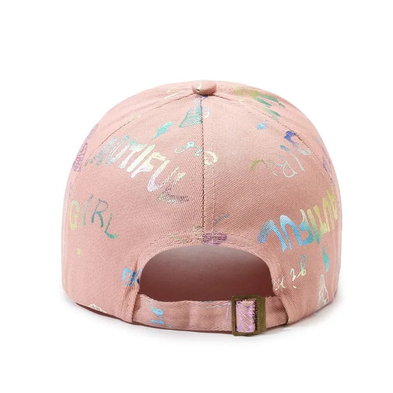 Fashion Women Men Print Graffiti Baseball Caps Female Male Sport Butterfly Smiling Face Letter Visors Cap Sun Hat For Women Men