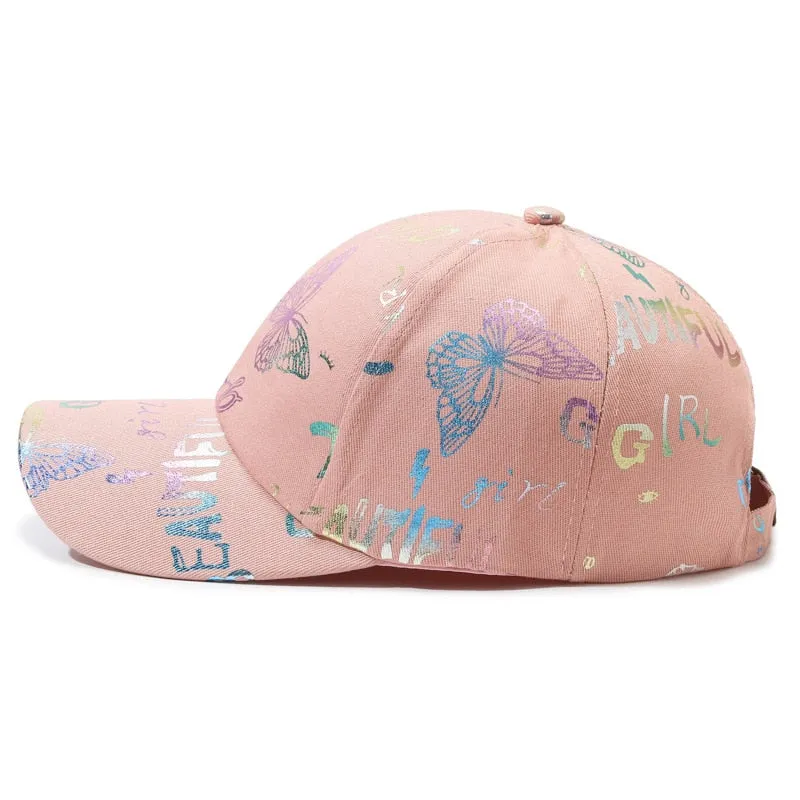 Fashion Women Men Print Graffiti Baseball Caps Female Male Sport Butterfly Smiling Face Letter Visors Cap Sun Hat For Women Men