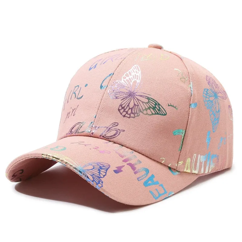 Fashion Women Men Print Graffiti Baseball Caps Female Male Sport Butterfly Smiling Face Letter Visors Cap Sun Hat For Women Men