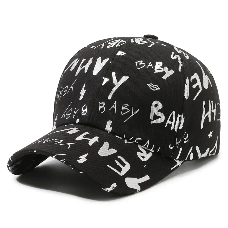 Fashion Women Men Print Graffiti Baseball Caps Female Male Sport Butterfly Smiling Face Letter Visors Cap Sun Hat For Women Men