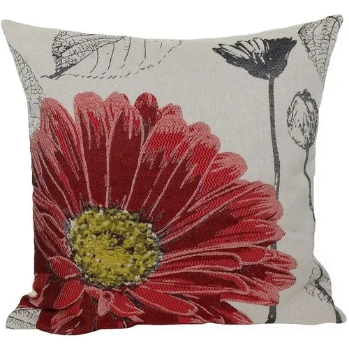 Floral Embroidery Decorative Pillow 18"x18"
