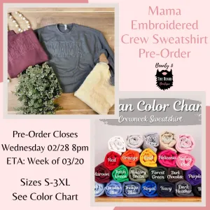 Gildan Embroidered Mama Sweatshirt Pre-Order