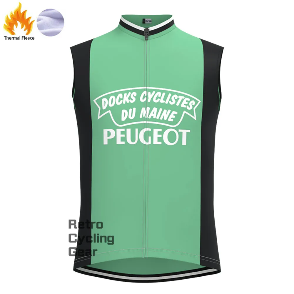 Green PEUGEOT Fleece Retro Cycling Vest