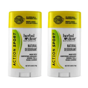 Herbal Clear Naturally Action Sport Deodorant - Pack of 2 2.65 oz Stick