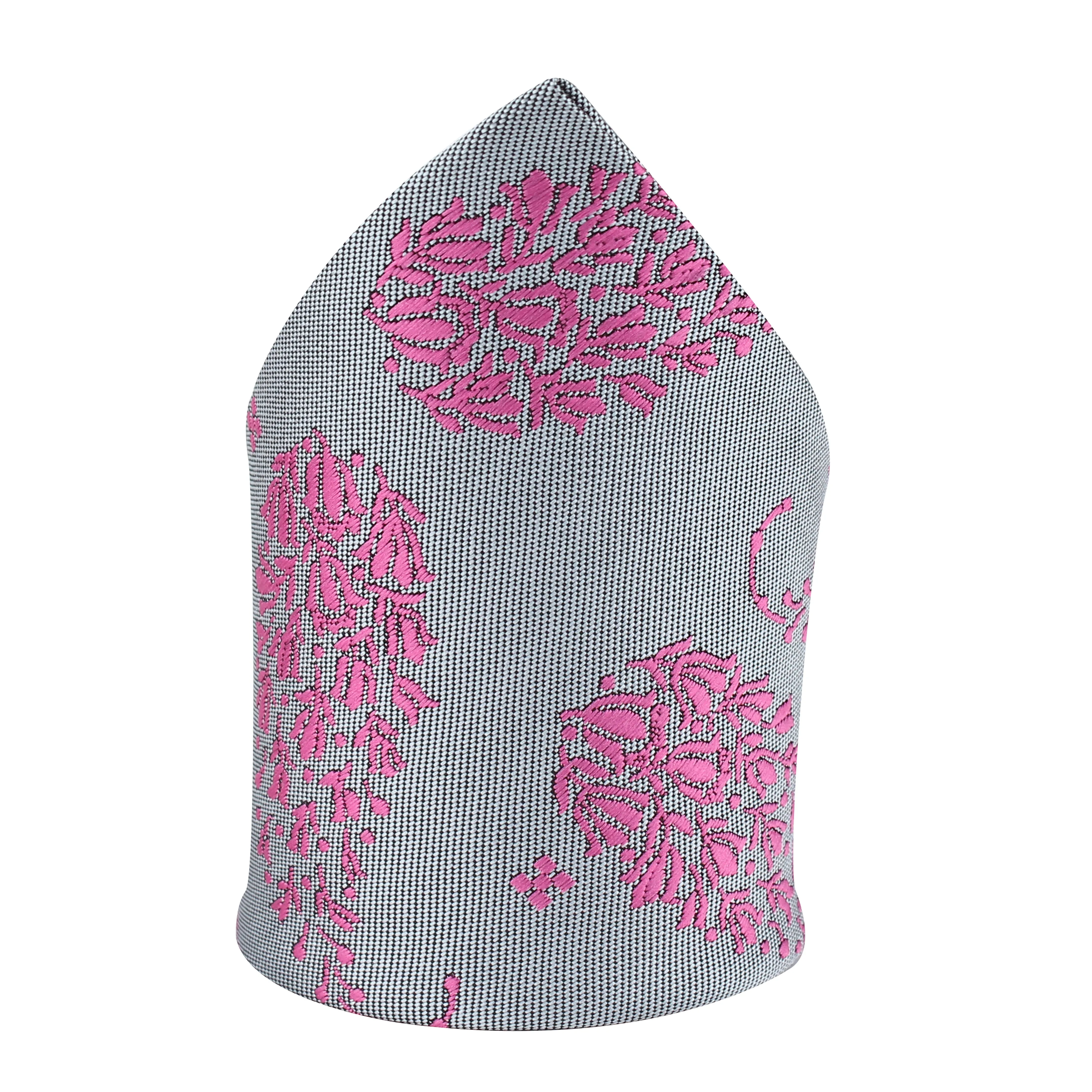 Kovove Grey Floral Pocket Square For Men