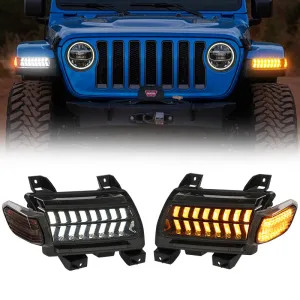 LED Turn Signal Lights with DRL & Side Marker for 2018-2024 Jeep Wrangler JL Sport Jeep Willys Sport