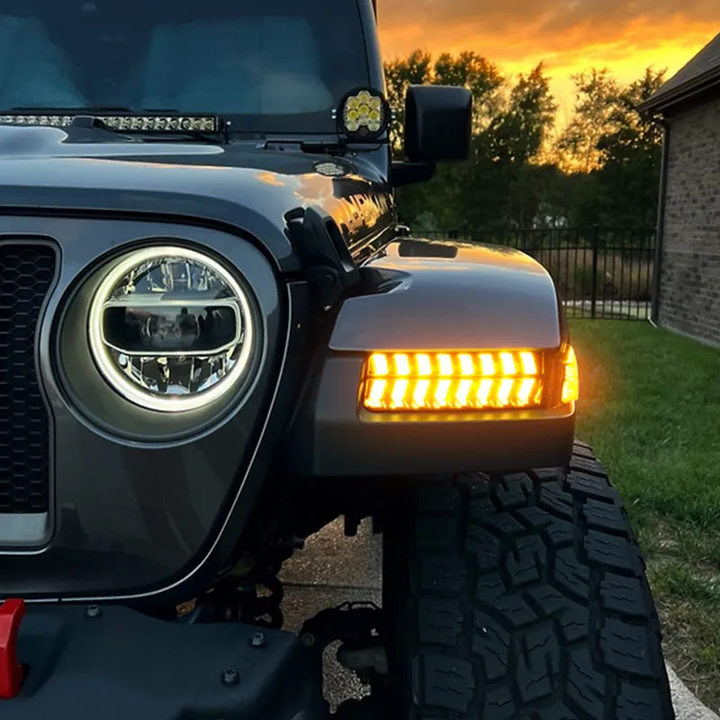 LED Turn Signal Lights with DRL & Side Marker for 2018-2024 Jeep Wrangler JL Sport Jeep Willys Sport