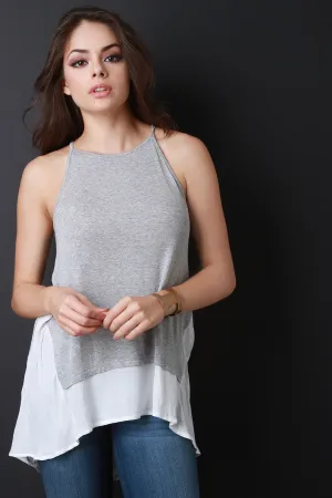 Loose Knit Two Tone Sleeveless Top