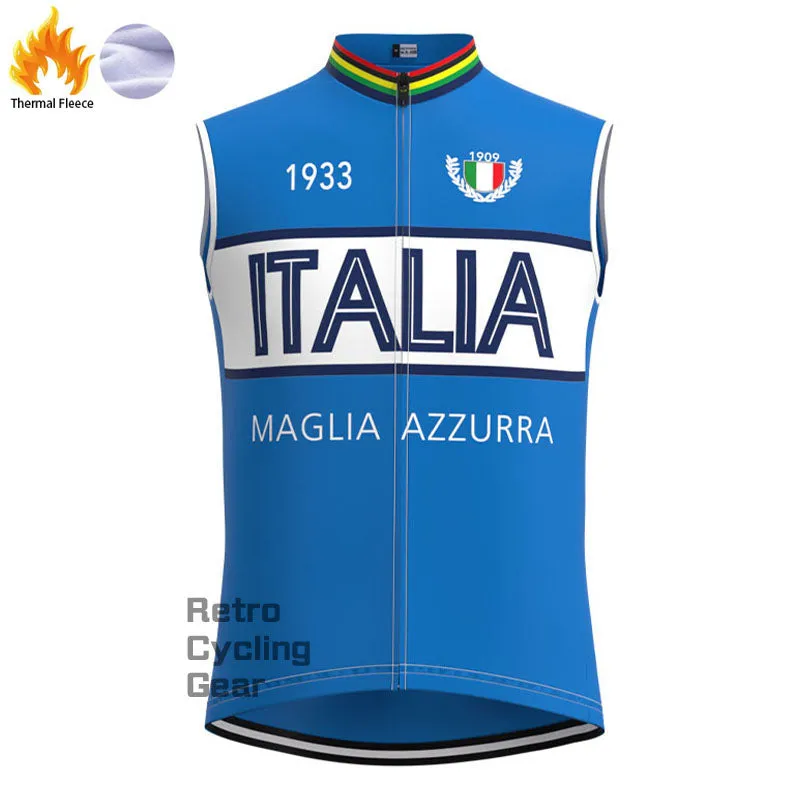 Maglia Azzurra Italia Fleece Retro Cycling Kits