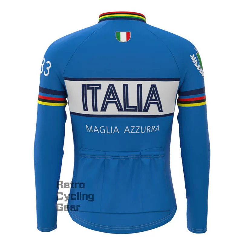 Maglia Azzurra Italia Fleece Retro Cycling Kits