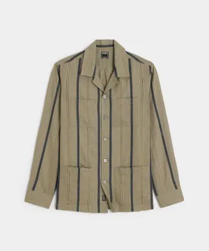 Olive Jacquard Guayabera Shirt in Olive