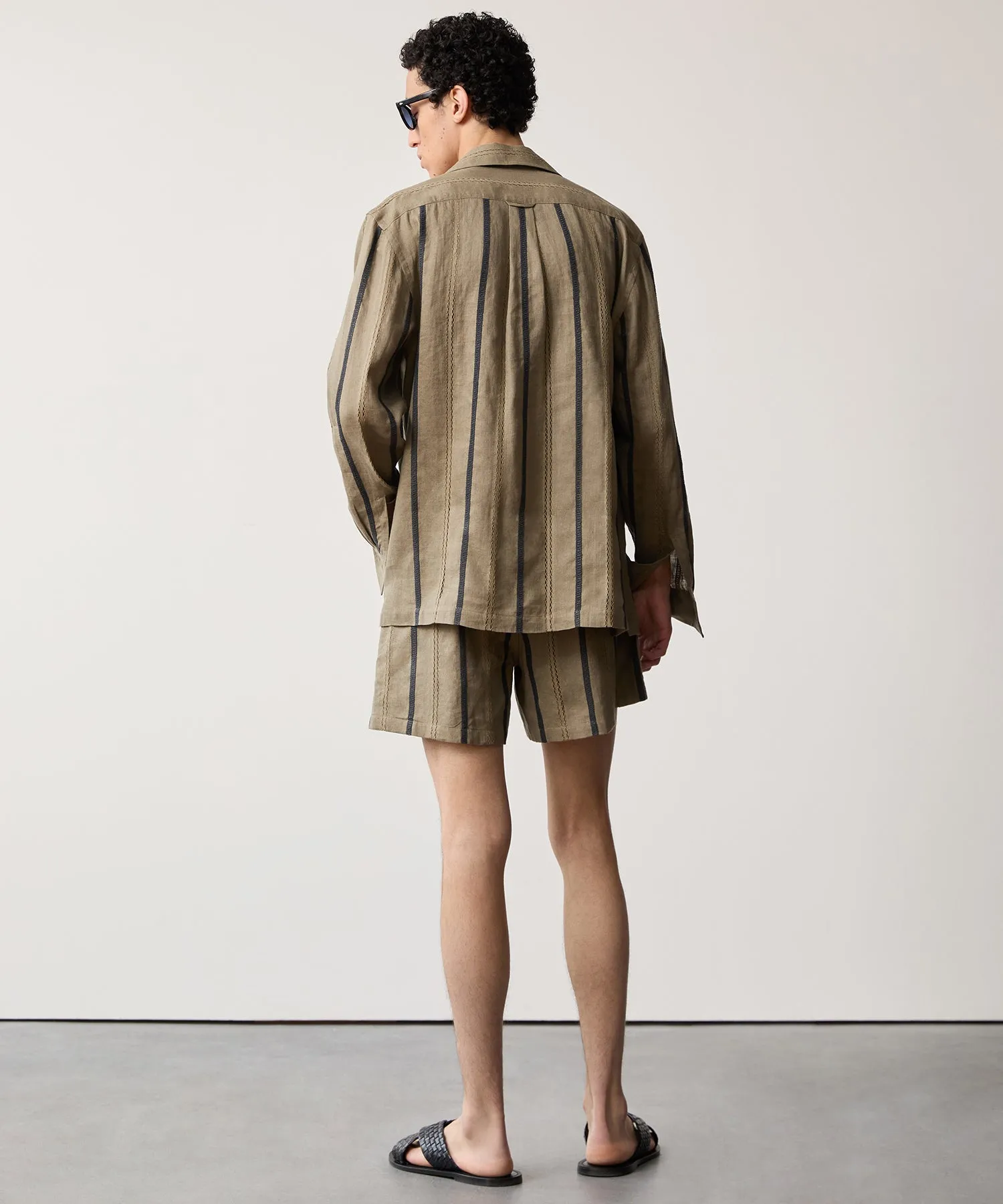 Olive Jacquard Guayabera Shirt in Olive