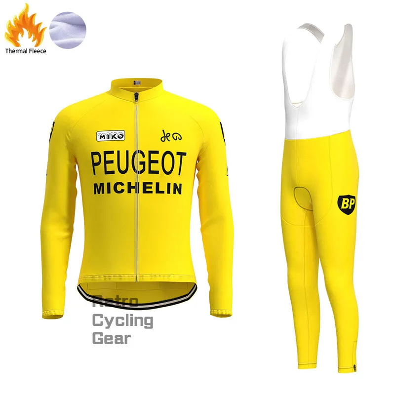 Peugeot Yellow Fleece Retro Cycling Kits