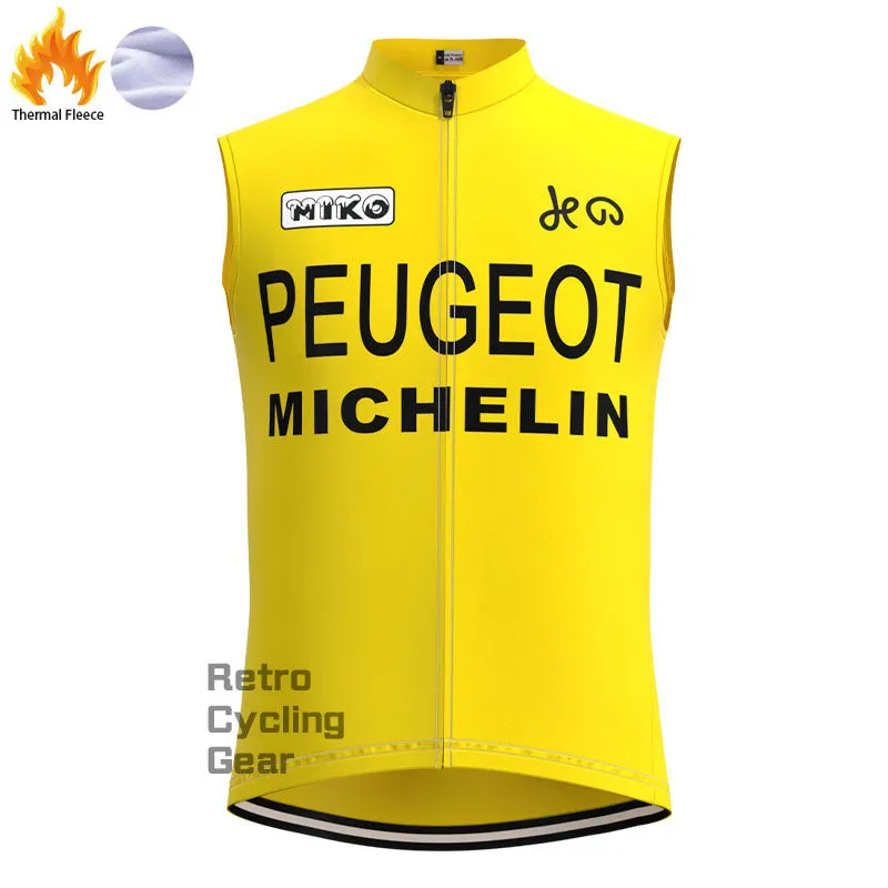 Peugeot Yellow Fleece Retro Cycling Vest