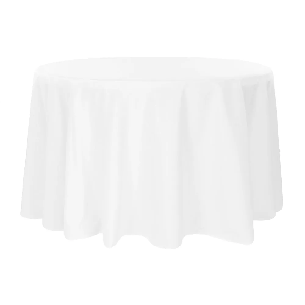 Polyester 108" Round Tablecloth - White