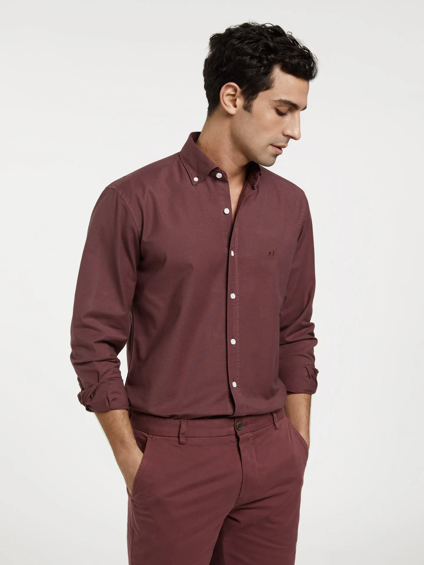 Slim fit garment dye oxford shirt