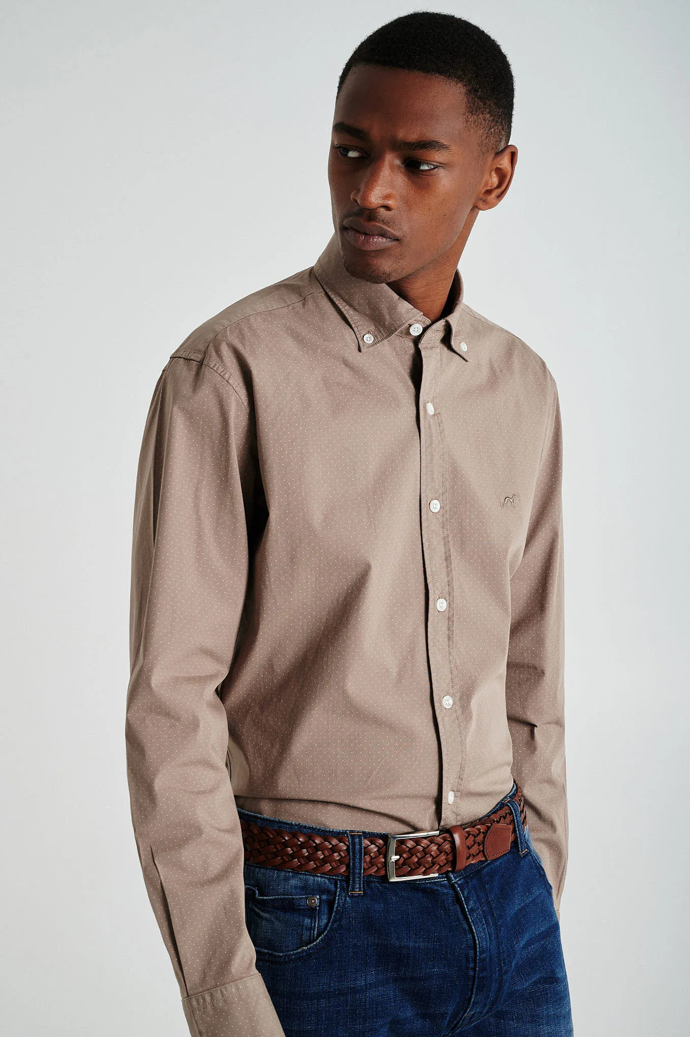 Slim fit polka dots shirt