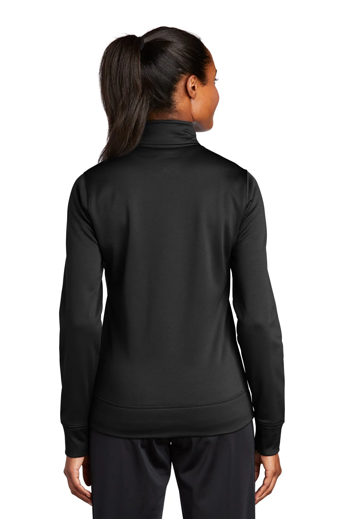 Sport-Tek Ladies Sport-Wick Fleece Branded Full-Zip Jackets, Black