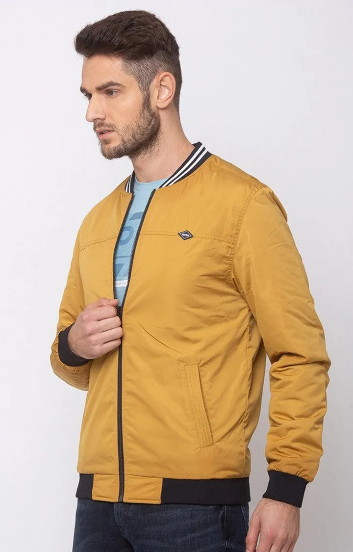 Spykar Men Mustard Polyester Straight Fit Jacket