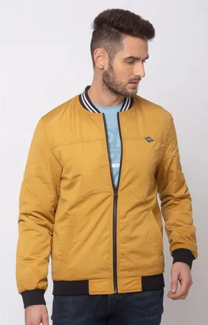 Spykar Men Mustard Polyester Straight Fit Jacket