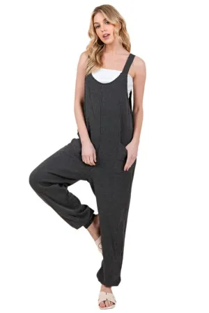 TEEK - Charcoal Textured Rib Overalls