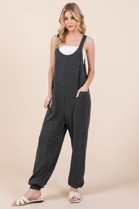 TEEK - Charcoal Textured Rib Overalls