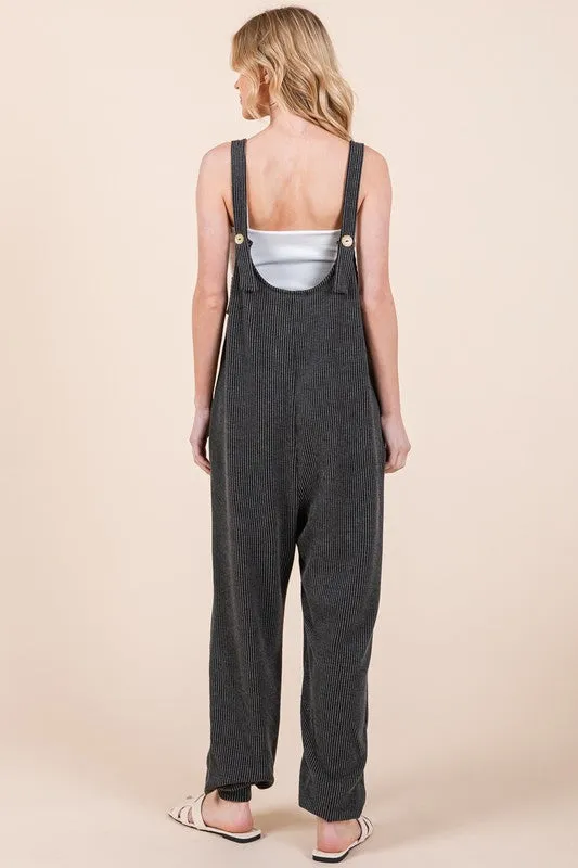 TEEK - Charcoal Textured Rib Overalls