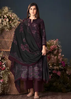 Unstitched Pure Pashmina Winter Suit Dress Material for Ladies